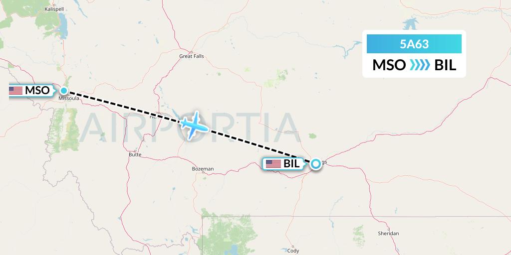 5A63 Alpine Air Express Flight Map: Missoula to Billings