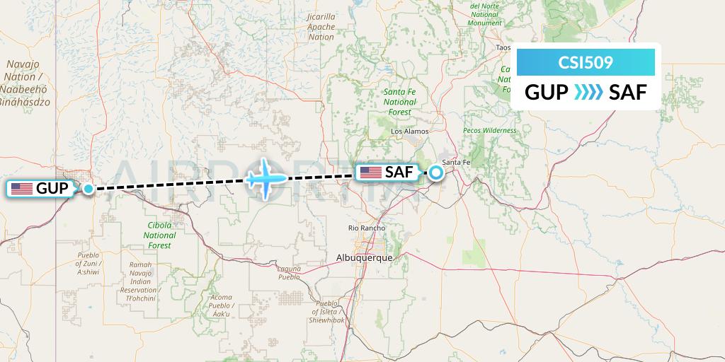 CSI509 Csi Aviation Flight Map: Gallup to Santa Fe