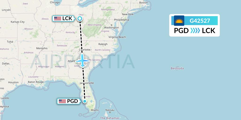 G42527 Allegiant Air Flight Map: Punta Gorda to Columbus
