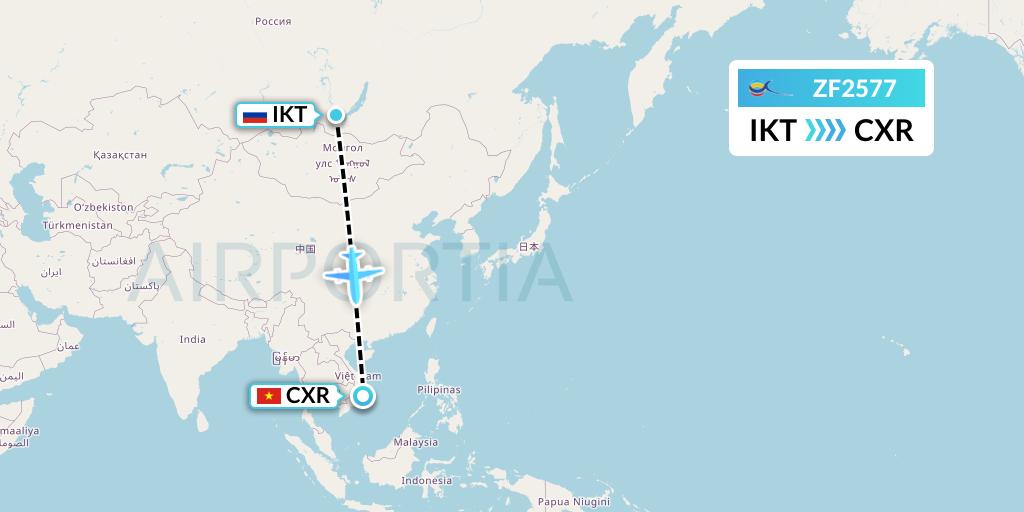 ZF2577 Azur Air Flight Map: Irkutsk to Nha Trang