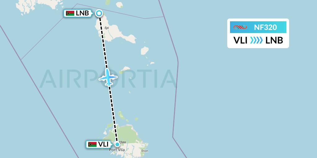 NF320 Air Vanuatu Flight Map: Port Vila to Lamen Bay