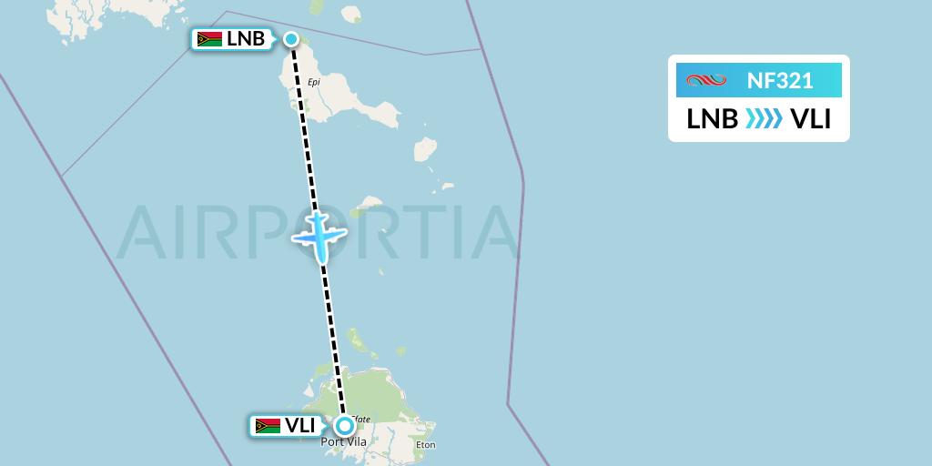 NF321 Air Vanuatu Flight Map: Lamen Bay to Port Vila