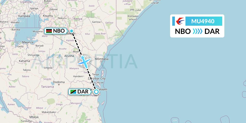 MU4940 China Eastern Airlines Flight Map: Nairobi to Dar-es-Salaam