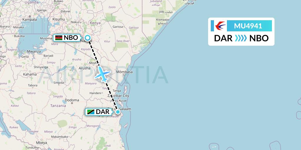 MU4941 China Eastern Airlines Flight Map: Dar-es-Salaam to Nairobi