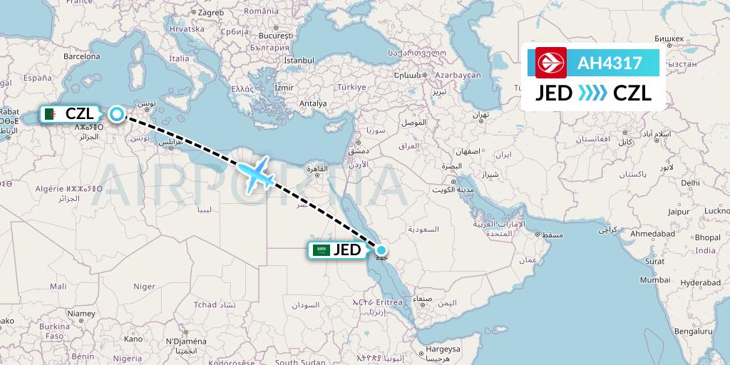 AH4317 Air Algerie Flight Map: Jeddah to Constantine