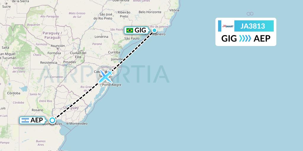 JA3813 JetSMART Flight Map: Rio de Janeiro to Buenos Aires