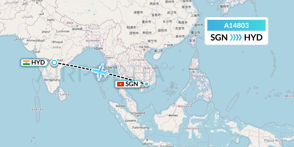 A14803 A.p.g. Distribution Systems Flight Map: Ho Chi Minh City to Hyderabad