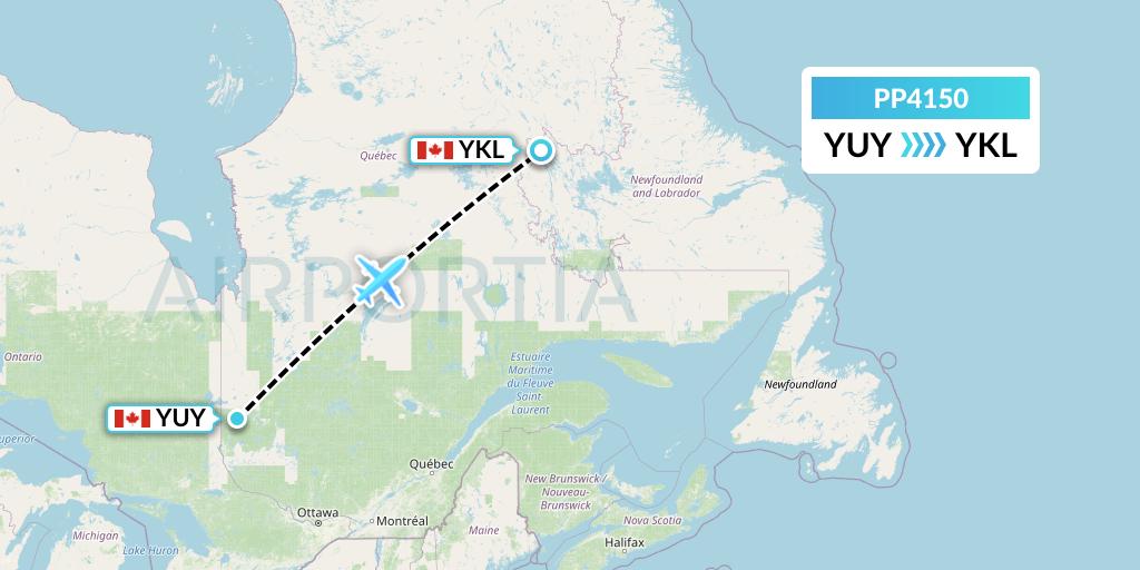 PP4150 Jet Aviation Business Jets Flight Map: Rouyn to Schefferville