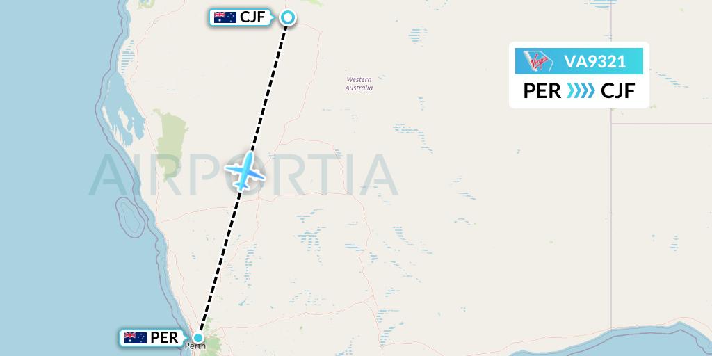 VA9321 Virgin Australia Flight Map: Perth to Coondewanna