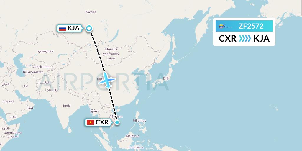ZF2572 Azur Air Flight Map: Nha Trang to Krasnoyarsk