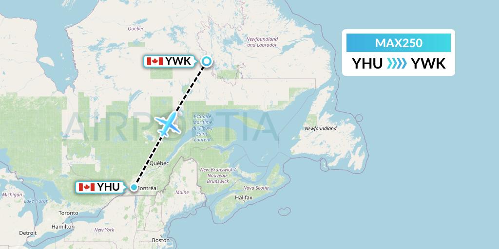 MAX250 Max Aviation Flight Map: Montreal to Wabush