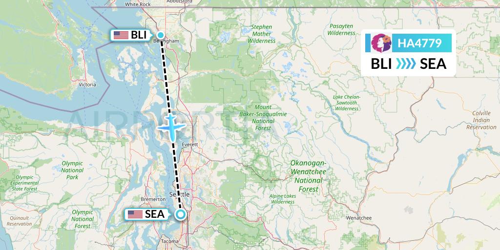 HA4779 Hawaiian Airlines Flight Map: Bellingham to Seattle