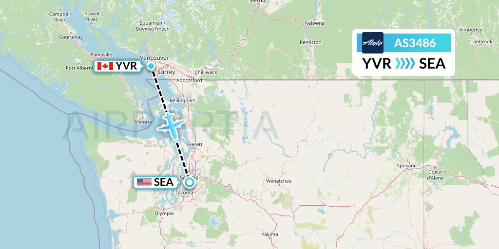 AS3486 Alaska Airlines Flight Map: Vancouver to Seattle
