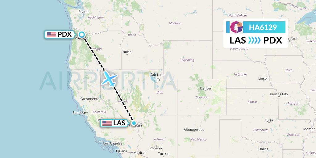 HA6129 Hawaiian Airlines Flight Map: Las Vegas to Portland