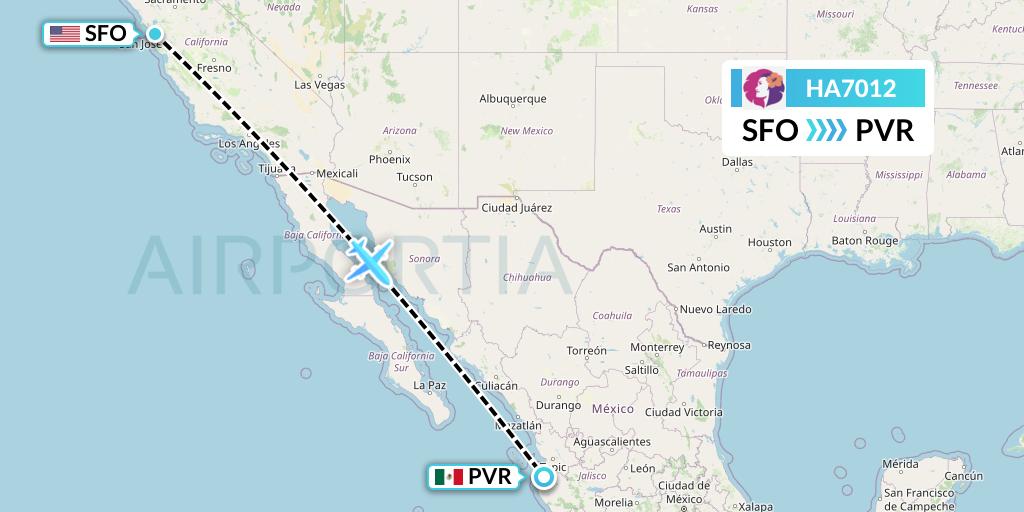 HA7012 Hawaiian Airlines Flight Map: San Francisco to Puerto Vallarta