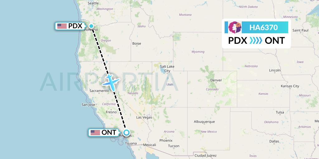 HA6370 Hawaiian Airlines Flight Map: Portland to Ontario