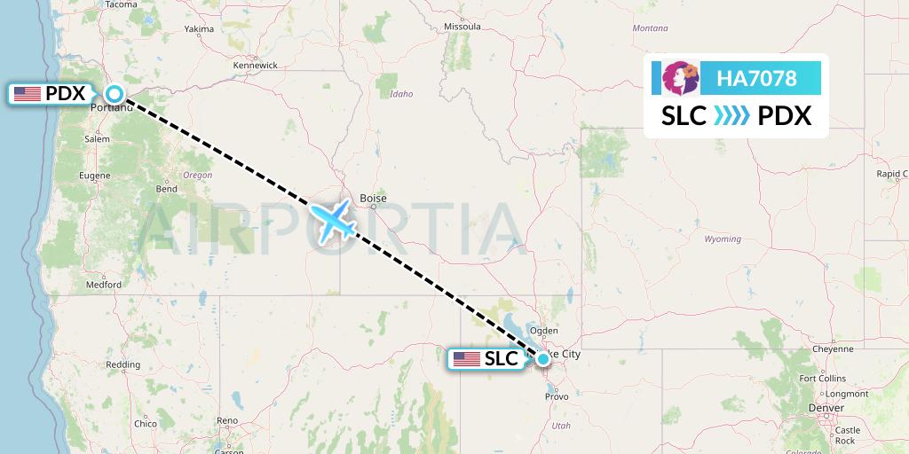 HA7078 Hawaiian Airlines Flight Map: Salt Lake City to Portland