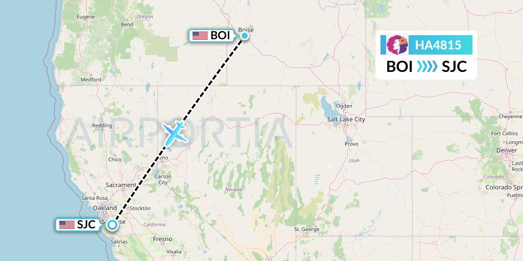 HA4815 Hawaiian Airlines Flight Map: Boise to San Jose
