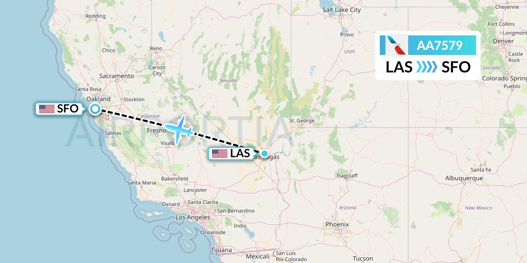 AA7579 American Airlines Flight Map: Las Vegas to San Francisco