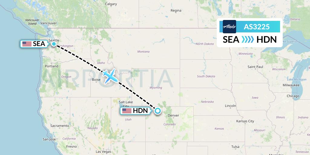 AS3225 Alaska Airlines Flight Map: Seattle to Hayden