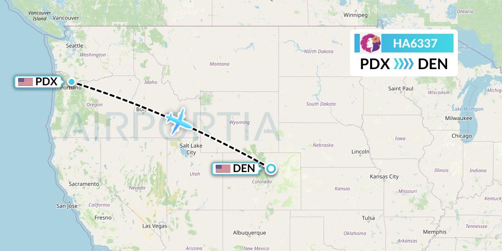 HA6337 Hawaiian Airlines Flight Map: Portland to Denver