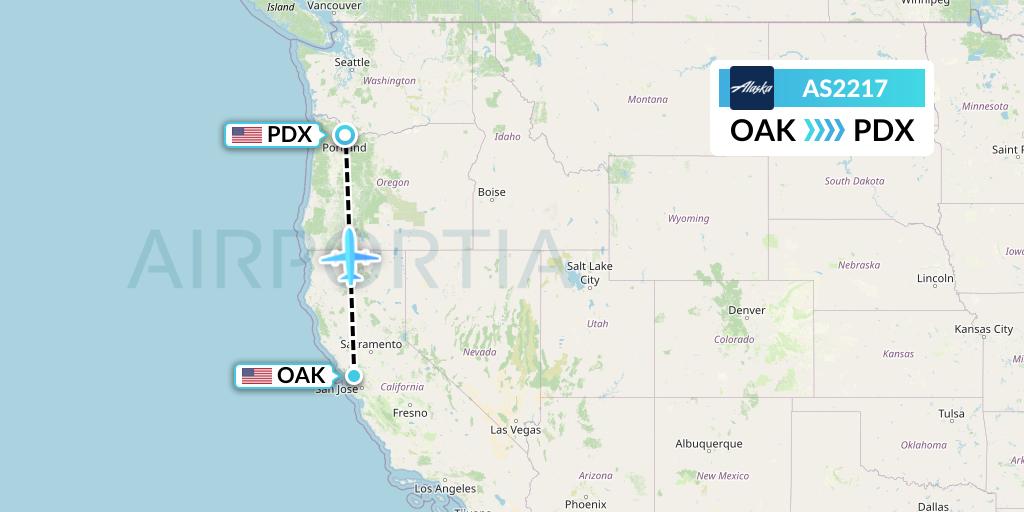 AS2217 Alaska Airlines Flight Map: Oakland to Portland