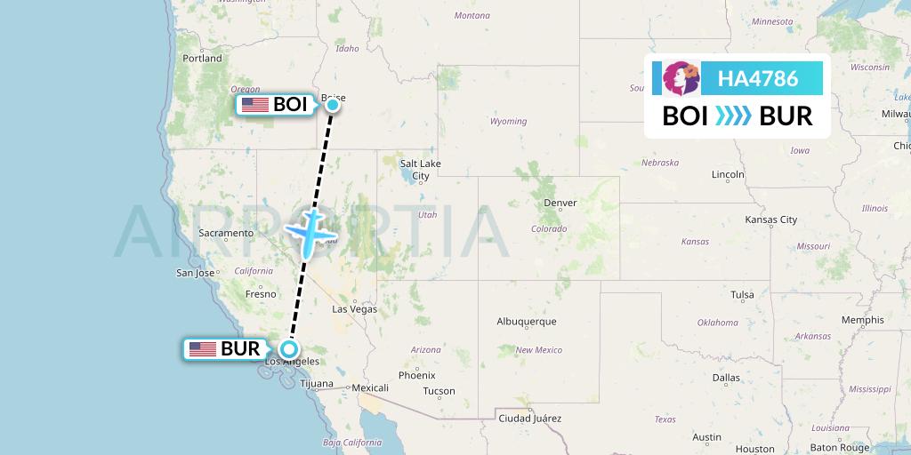 HA4786 Hawaiian Airlines Flight Map: Boise to Burbank