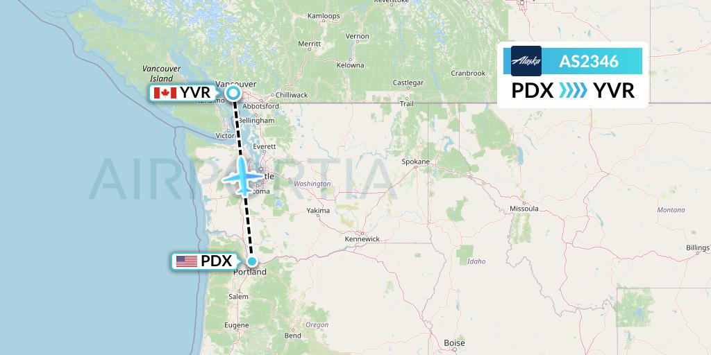 AS2346 Alaska Airlines Flight Map: Portland to Vancouver