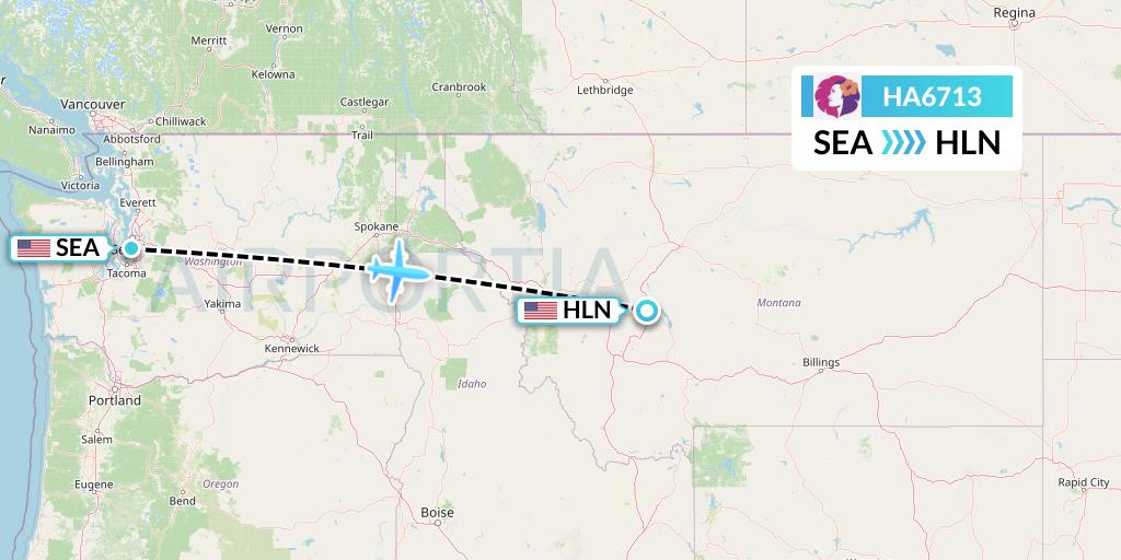 HA6713 Hawaiian Airlines Flight Map: Seattle to Helena