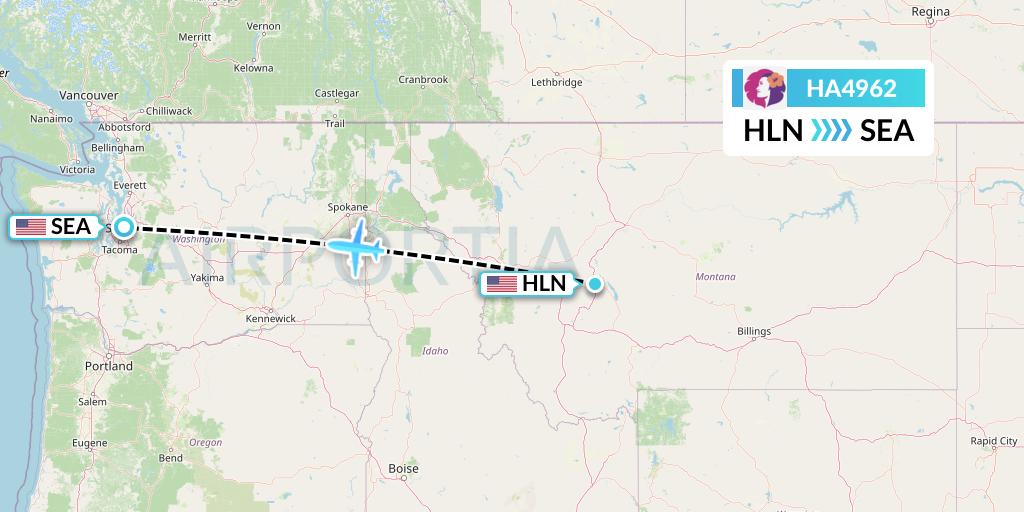 HA4962 Hawaiian Airlines Flight Map: Helena to Seattle