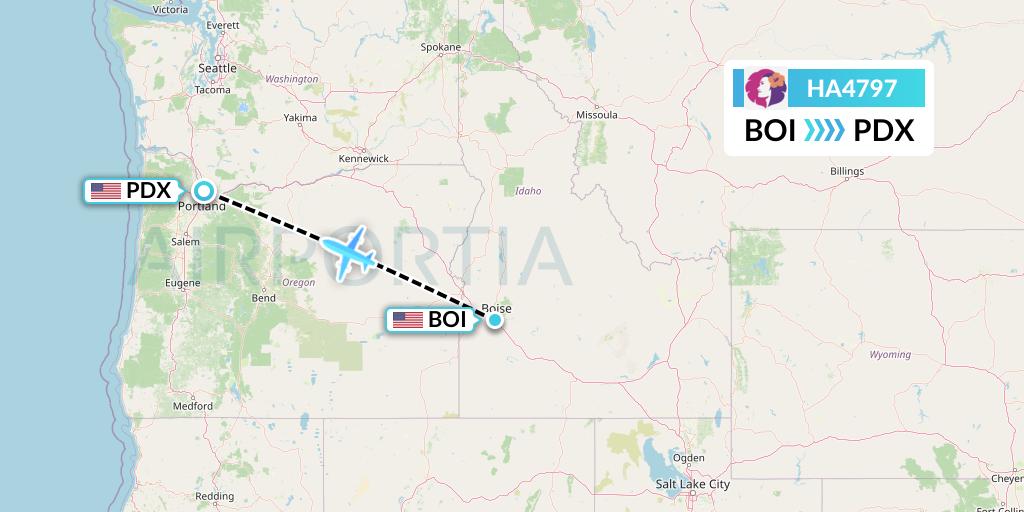 HA4797 Hawaiian Airlines Flight Map: Boise to Portland