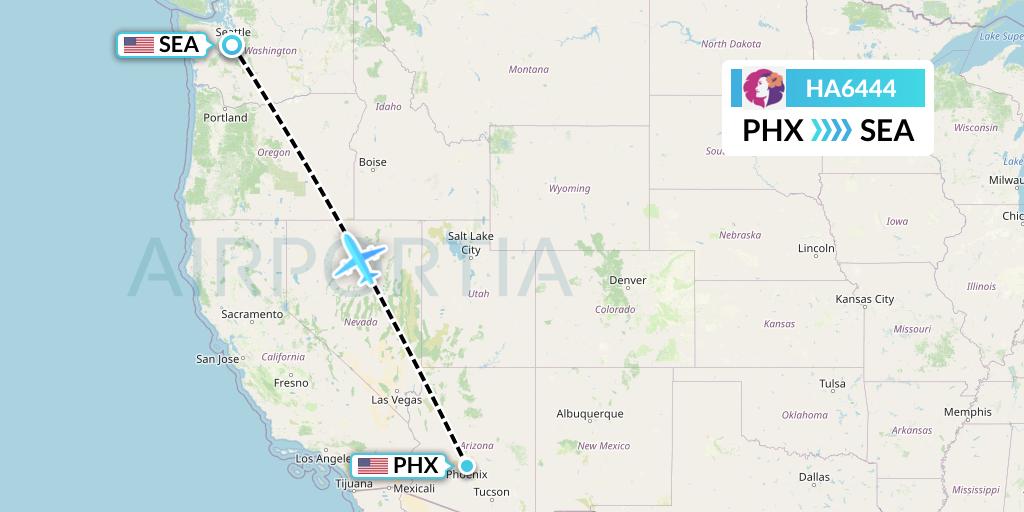 HA6444 Hawaiian Airlines Flight Map: Phoenix to Seattle
