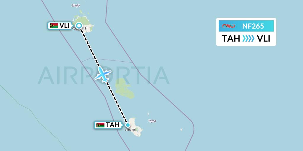 NF265 Air Vanuatu Flight Map: Vanuatu to Port Vila