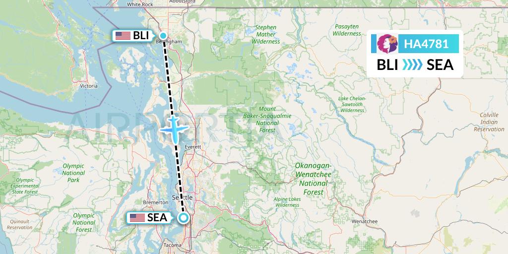 HA4781 Hawaiian Airlines Flight Map: Bellingham to Seattle