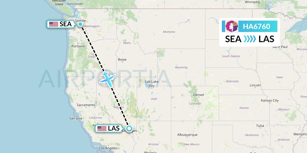 HA6760 Hawaiian Airlines Flight Map: Seattle to Las Vegas