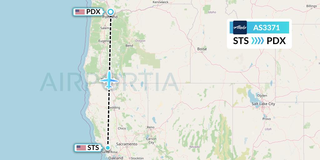 AS3371 Alaska Airlines Flight Map: Santa Rosa to Portland