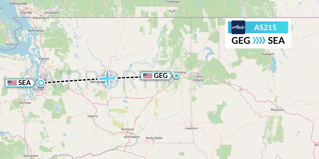 AS215 Alaska Airlines Flight Map: Spokane to Seattle