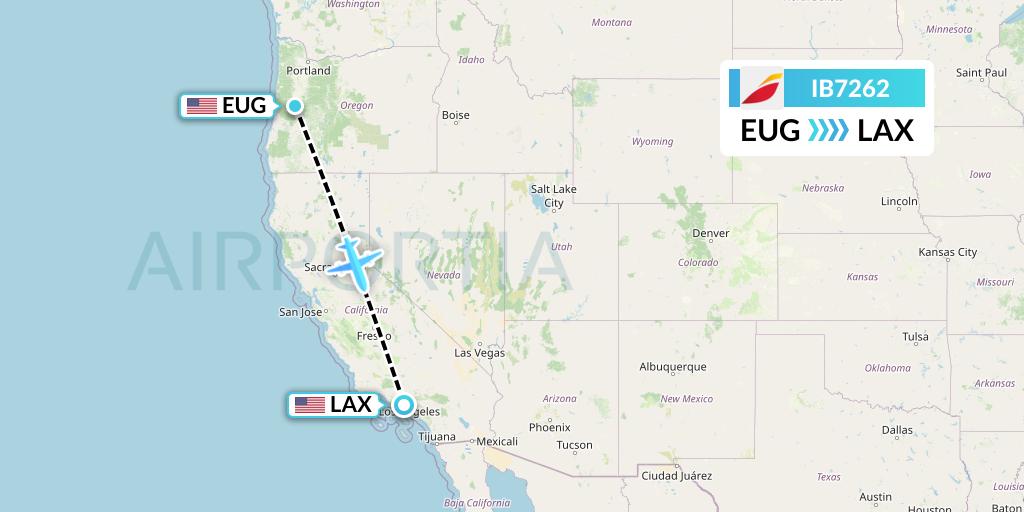 IB7262 Iberia Flight Map: Eugene to Los Angeles