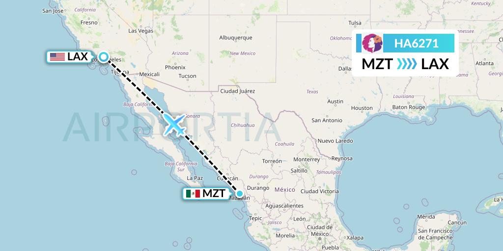 HA6271 Hawaiian Airlines Flight Map: Mazatlan to Los Angeles