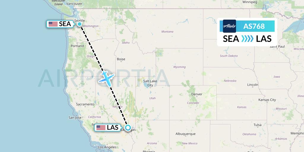 AS768 Alaska Airlines Flight Map: Seattle to Las Vegas