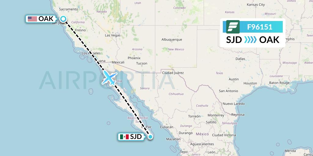 F96151 Frontier Airlines Flight Map: San Jose del Cabo to Oakland