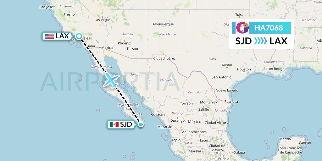 HA7068 Hawaiian Airlines Flight Map: San Jose del Cabo to Los Angeles