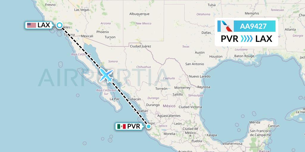 AA9427 American Airlines Flight Map: Puerto Vallarta to Los Angeles