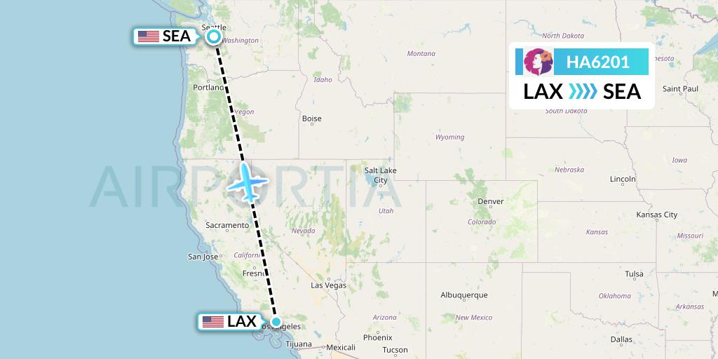 HA6201 Hawaiian Airlines Flight Map: Los Angeles to Seattle