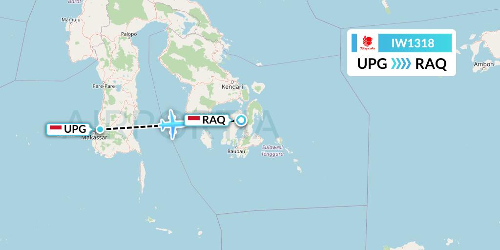 IW1318 Flight Status Wings Air: Makassar to Raha-Muna Island (WON1318)