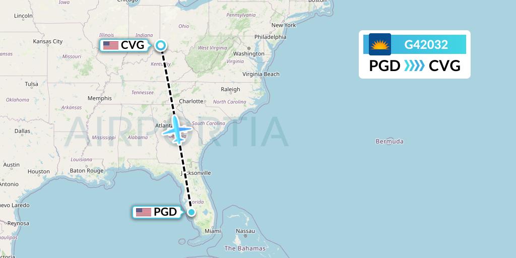 G42032 Allegiant Air Flight Map: Punta Gorda to Cincinnati
