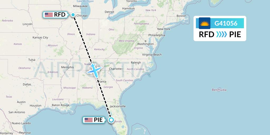 G41056 Allegiant Air Flight Map: Chicago to St. Petersburg