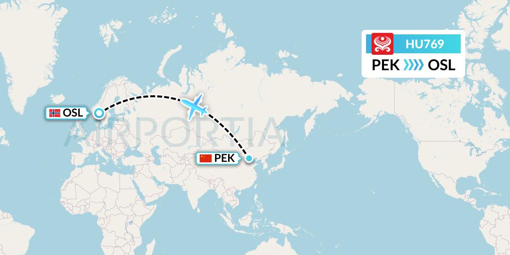 HU769 Hainan Airlines Flight Map: Beijing to Oslo