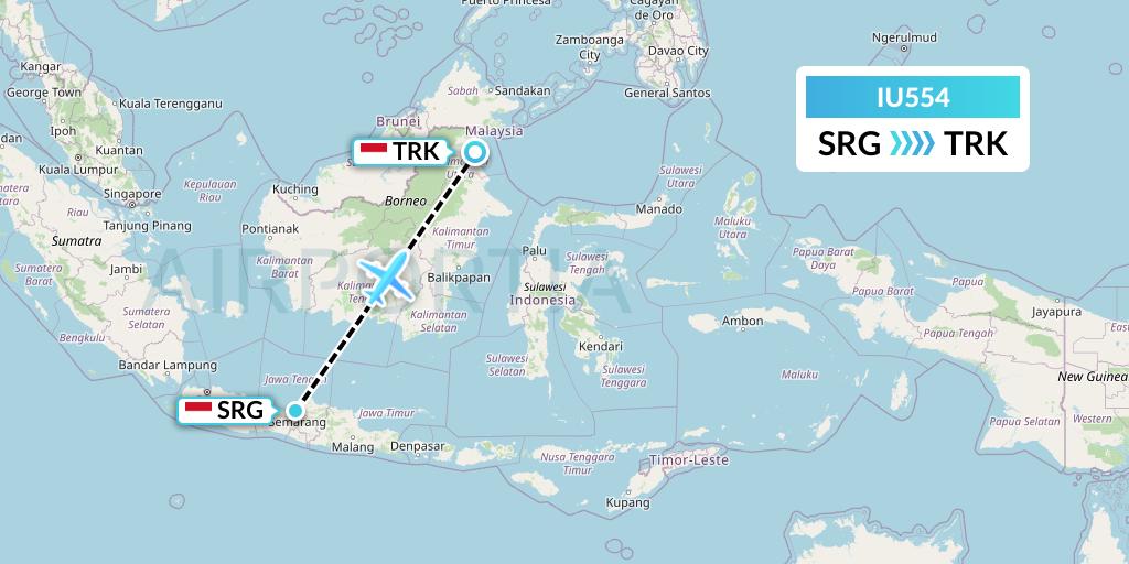 IU554 Pt. Super Air Jet Flight Map: Semarang to Tarakan