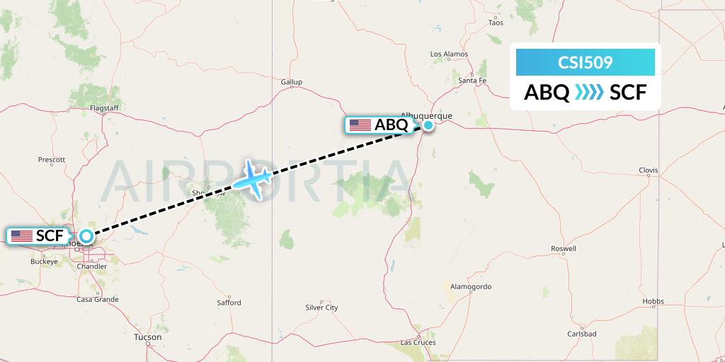 CSI509 Csi Aviation Flight Map: Albuquerque to Scottsdale